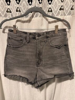 Madewell High-Rise Frayed Hem Women’s Denim Shorts - Gray